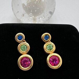 Swarovski Multi Color Dangling Circle Earrings